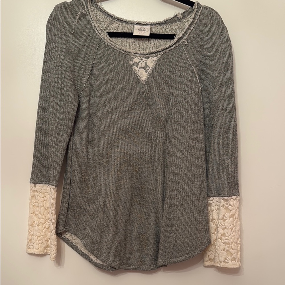 Knox Rose Cream Lace Sleeve Top